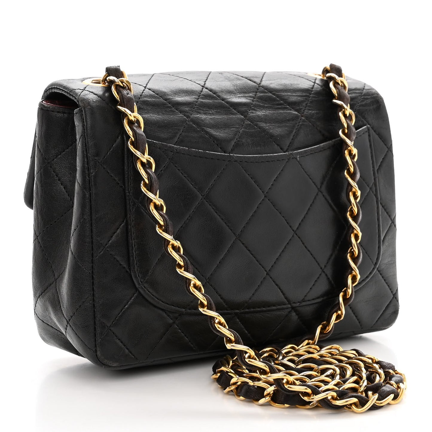 Lambskin Quilted Mini Square Flap Black