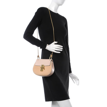 Chloe Suede Smooth Calfskin Mini Drew Shoulder Bag Cement Pink 2 of 8