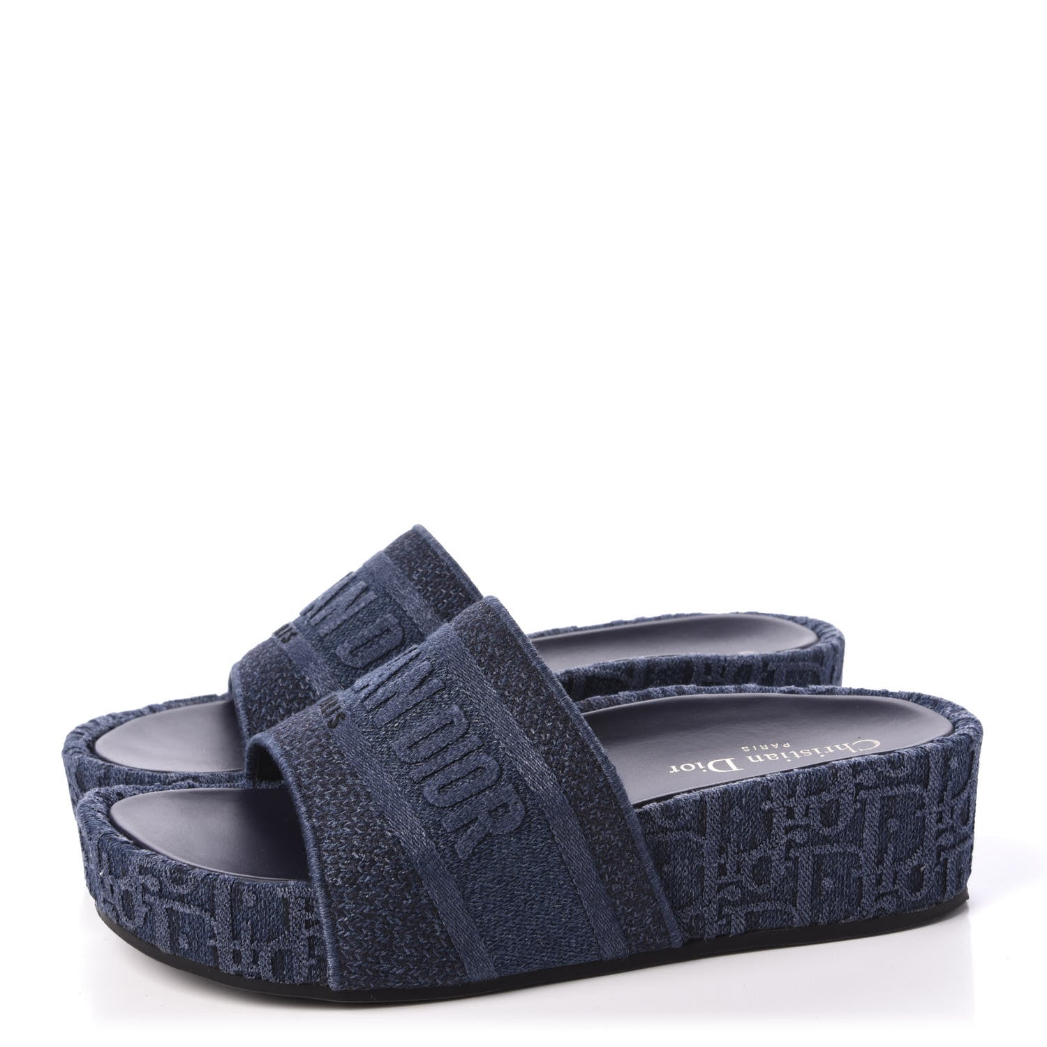 Christian Dior Oblique Denim D-Way Platform Sandal 38 Blue 3 of 9