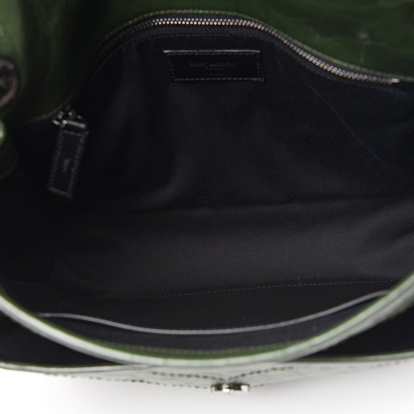 Crinkled Calfskin Matelasse Monogram Medium Niki Chain Satchel Military Olive