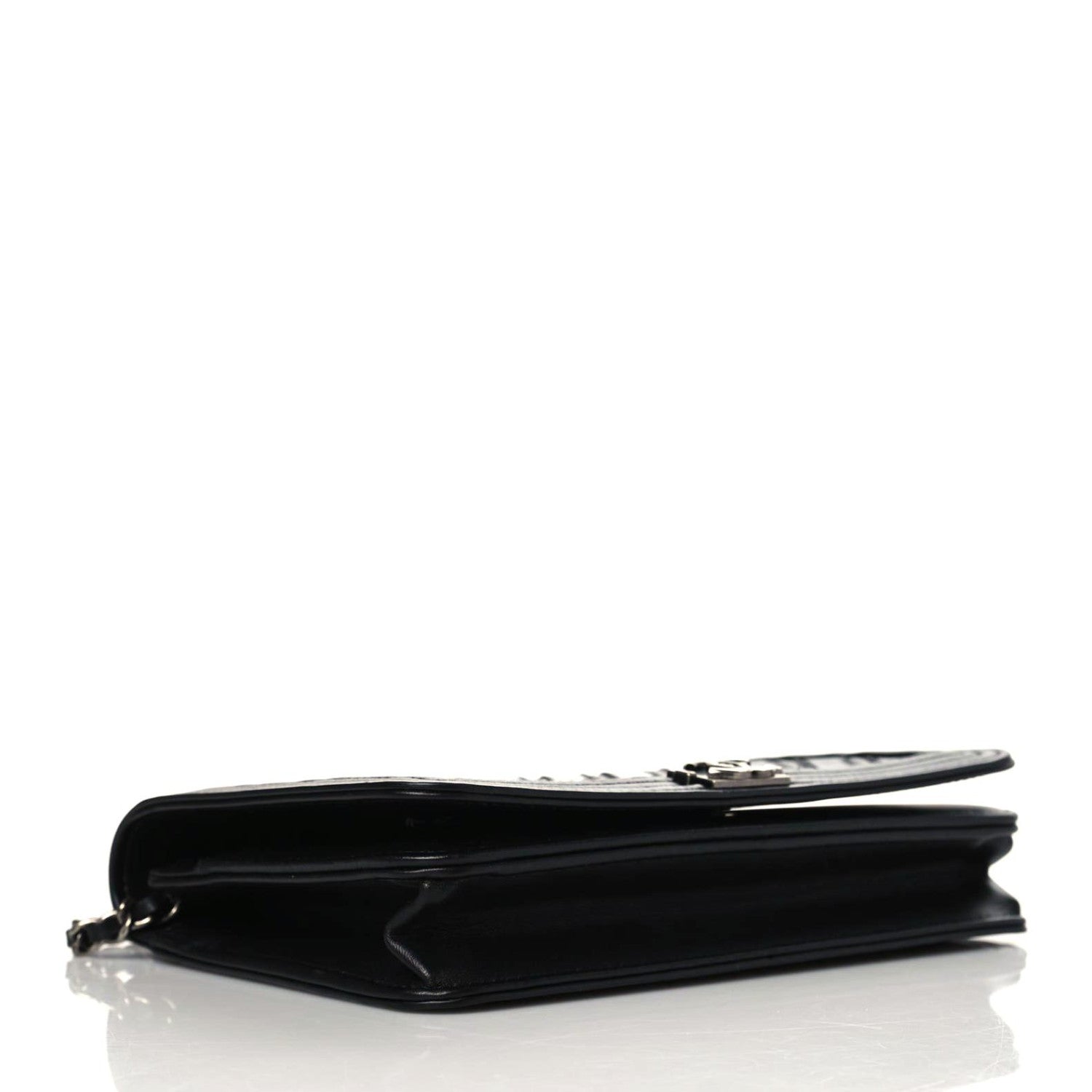 Chanel Lizard Chevron Medium Boy Flap Black White 4 of 9