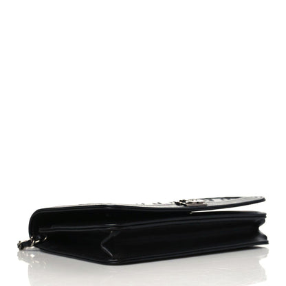 Chanel Lizard Chevron Medium Boy Flap Black White 4 of 9
