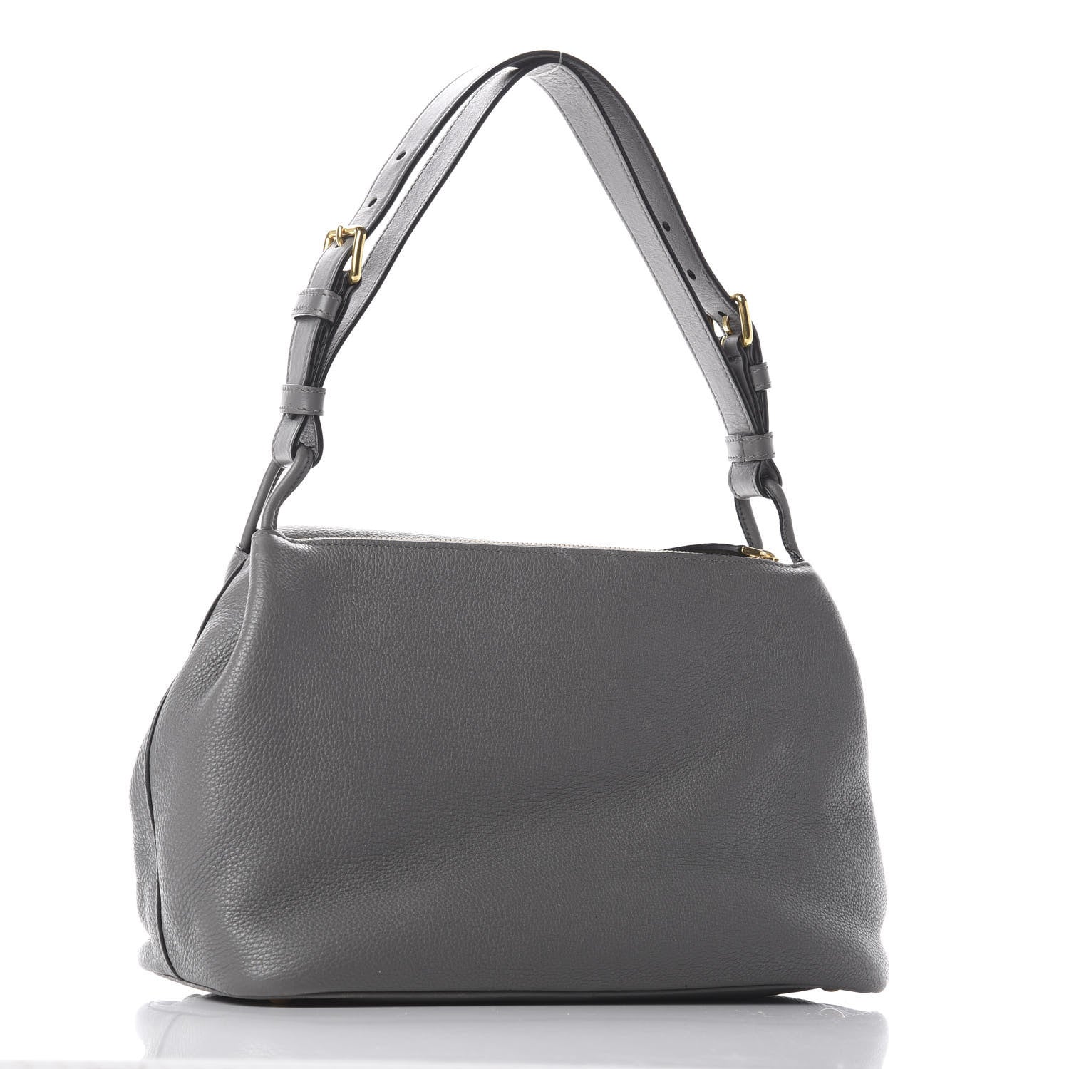 Prada Vitello Daino Flap Shoulder Bag Marmo 2 of 8