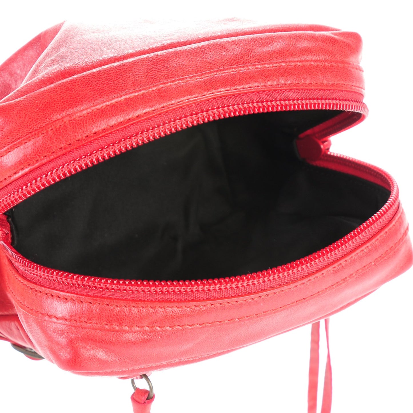 Chevre Classic Hardware Toilette Cosmetic Pouch Rouge Vif