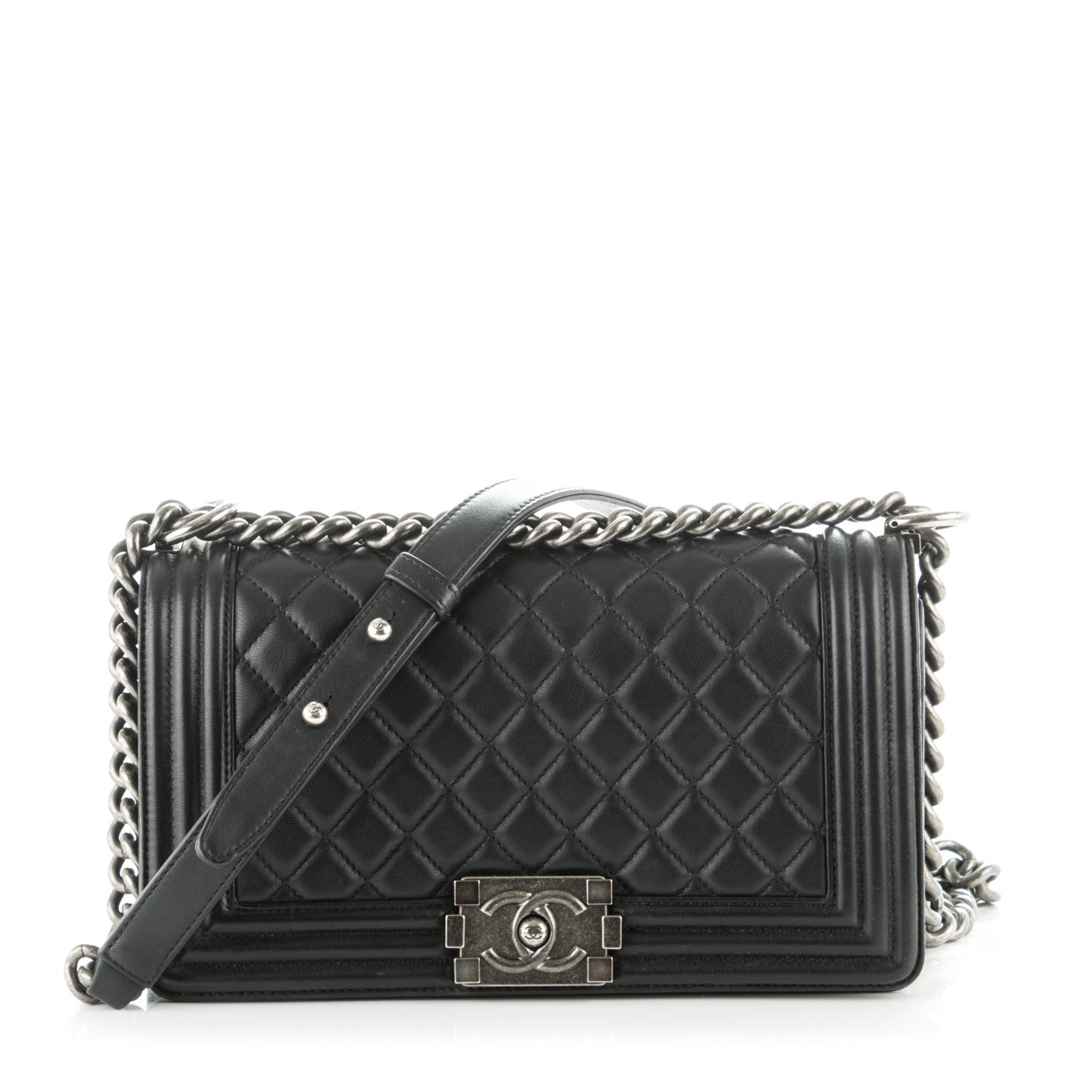Chanel Lambskin Quilted Medium Boy Flap Black 1 of 8