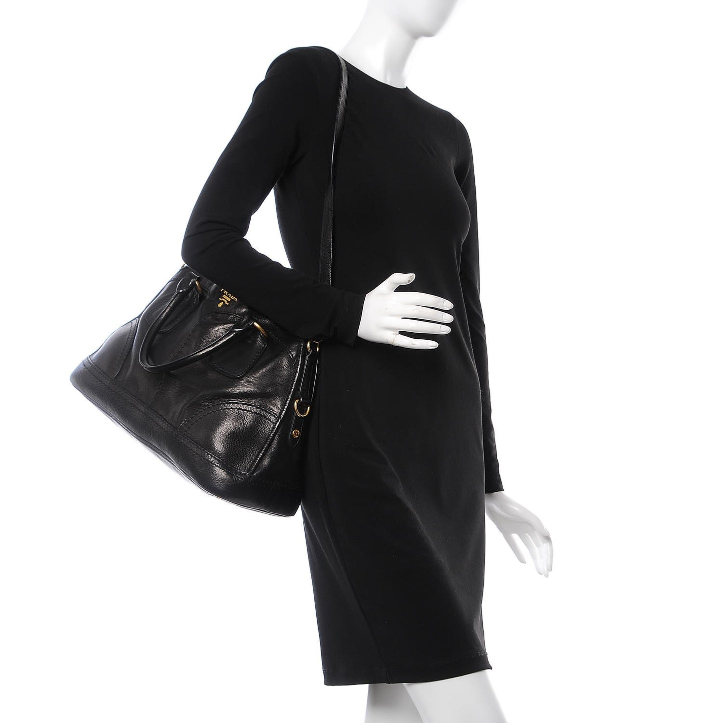 Cervo Deerskin Dome Satchel Black