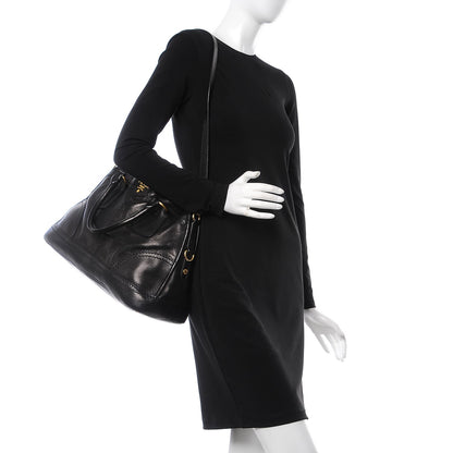 Prada Cervo Deerskin Dome Satchel Black 3 of 12