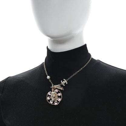 Chanel Resin Crystal Pearl CC Fruit Pendant Necklace Gold Pink 2 of 4