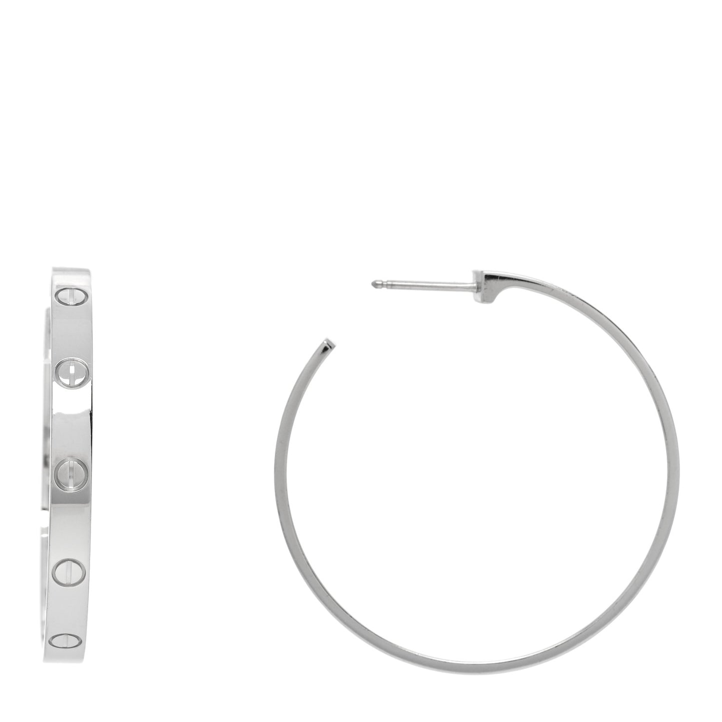 18K White Gold Large LOVE Hoop Earrings