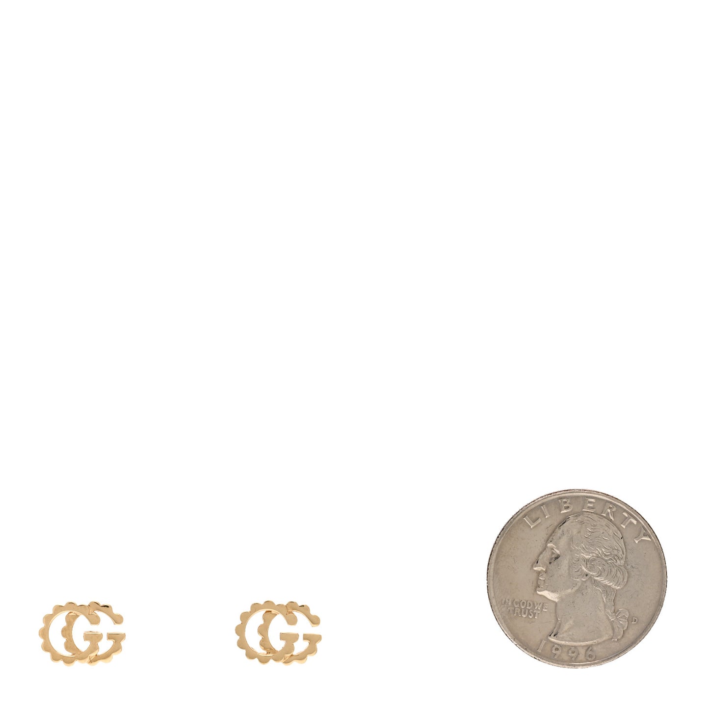 18K Yellow Gold Running G Scalloped Stud Earrings