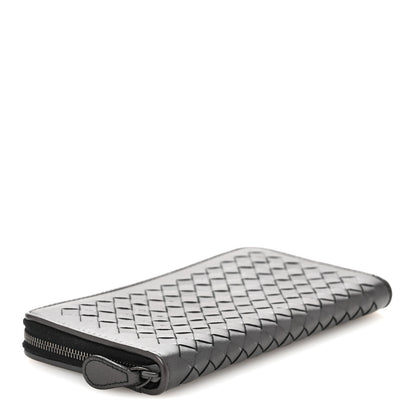 Bottega Veneta Metallic Nappa Intrecciato Zip Around Wallet Grey 4 of 9