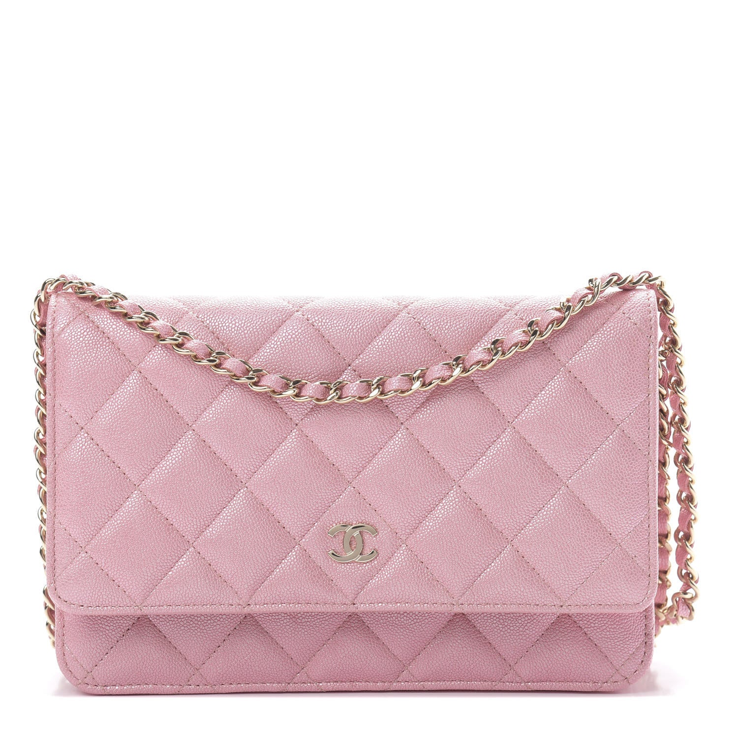 Chanel Iridescent Caviar Quilted Wallet on Chain WOC Pink 1 of 11