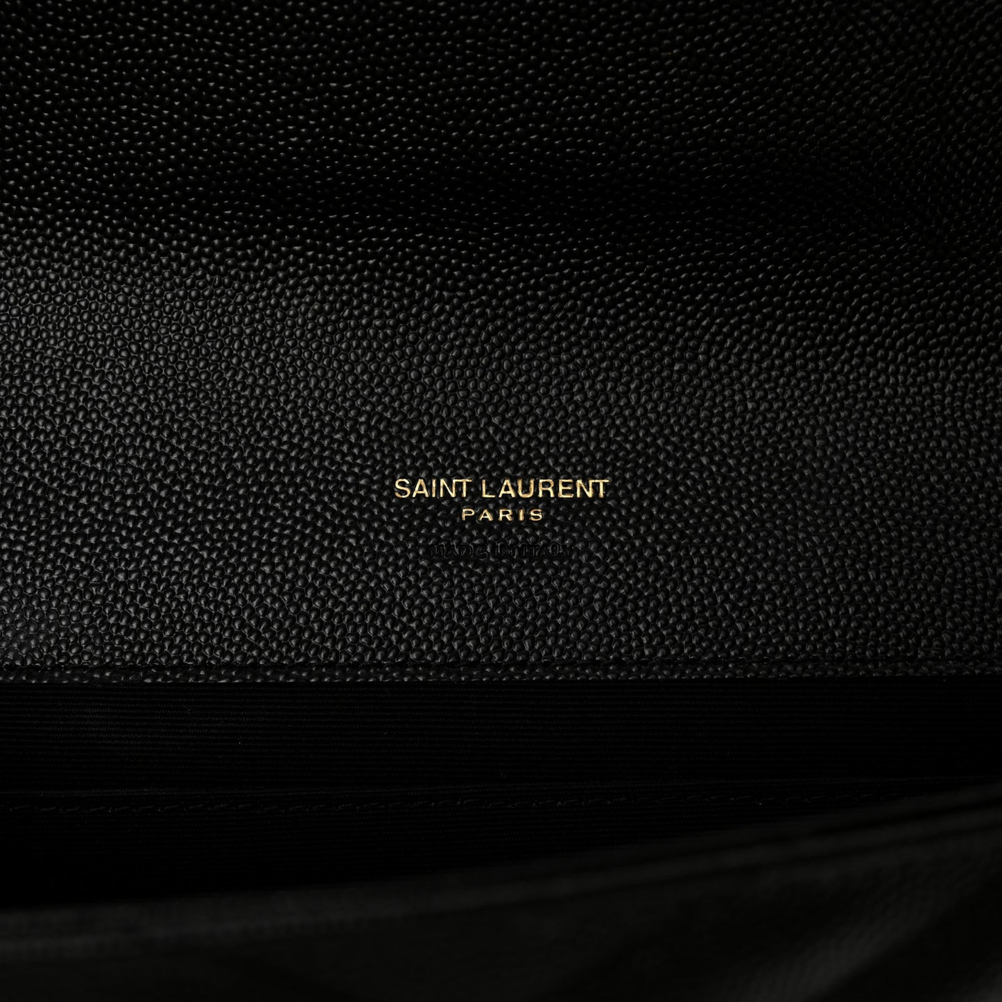 Grain De Poudre Matelasse Chevron Monogram Envelope Clutch Black