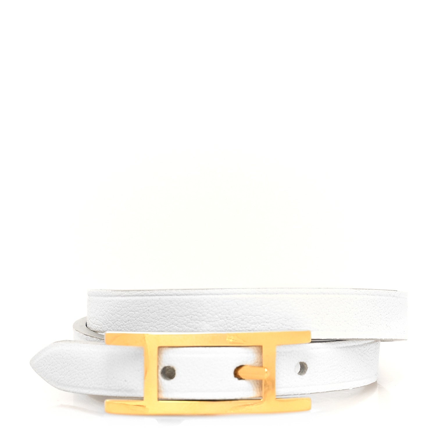 Hermes Swift Behapi Double Tour Bracelet T1 White Gris Perle 1 of 5