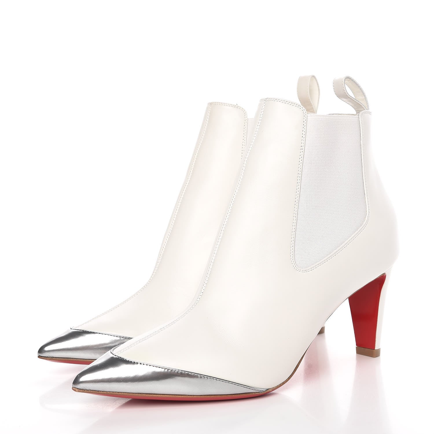 Christian Louboutin Calfskin Antispecchio Superchen 70 Booties 38 Snow Silver 3 of 16