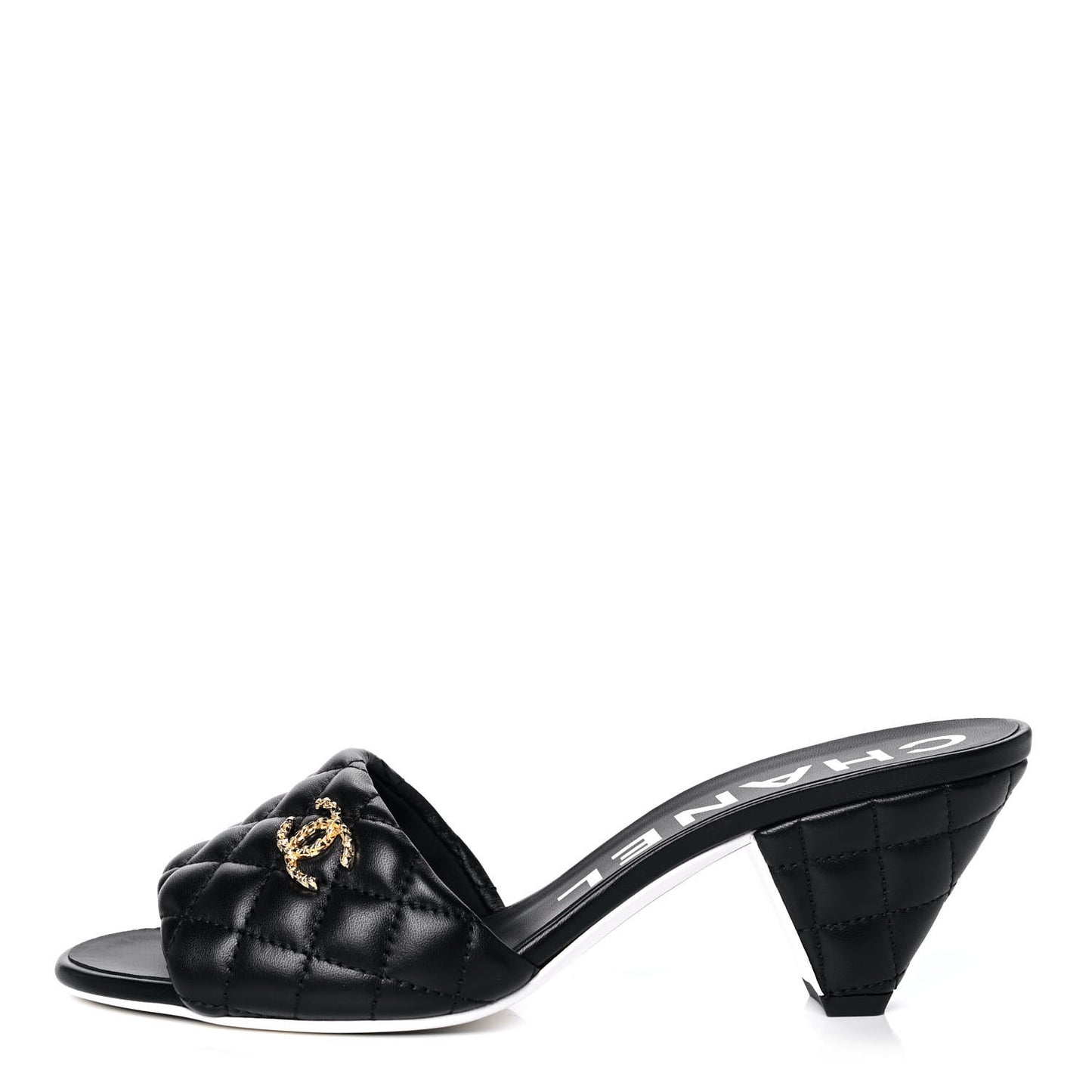 Lambskin Quilted CC Mules 39.5 Black