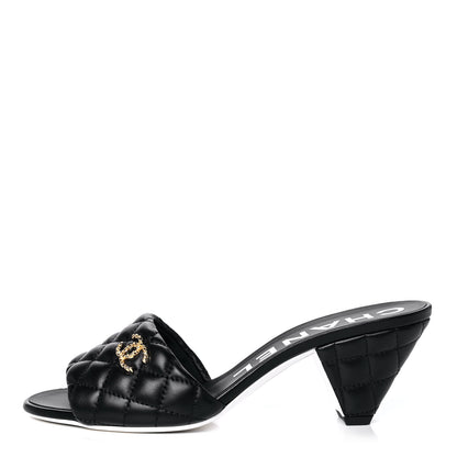 Chanel Lambskin Quilted CC Mules 39.5 Black 1 of 11