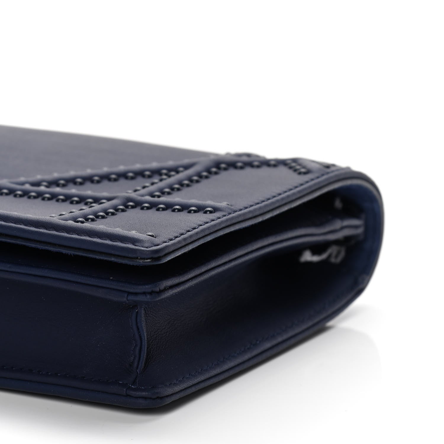 Christian Dior Ultra Matte Calfskin Studded Diorama Wallet on Chain Pouch Indigo 16 of 16