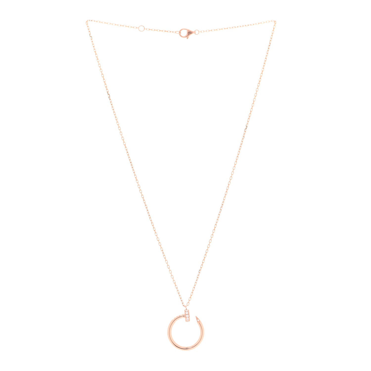 Cartier 18K Pink Gold Diamond Juste Un Clou Pendant Necklace 3 of 5