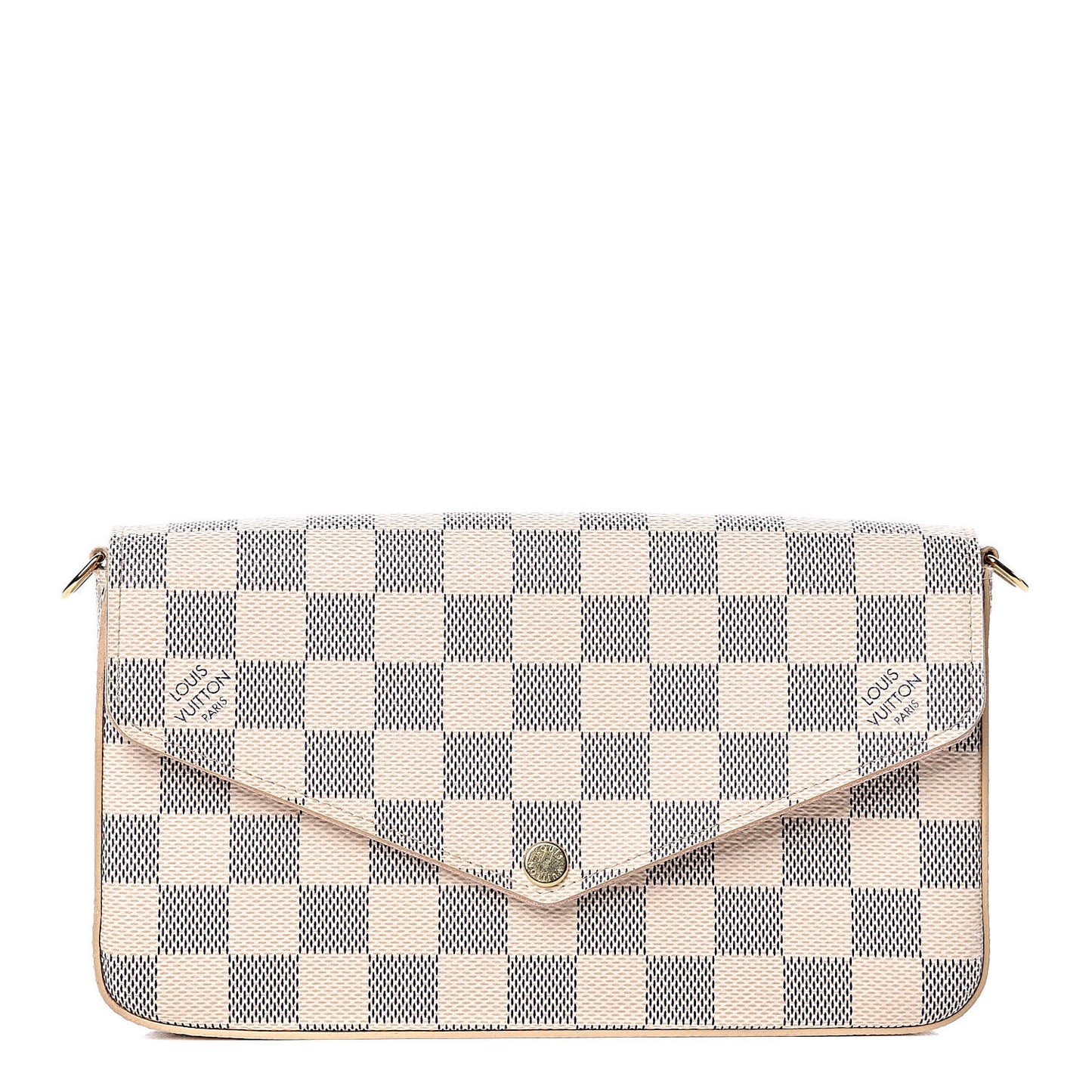 Damier Azur Pochette Felicie Chain Wallet Rose Ballerine