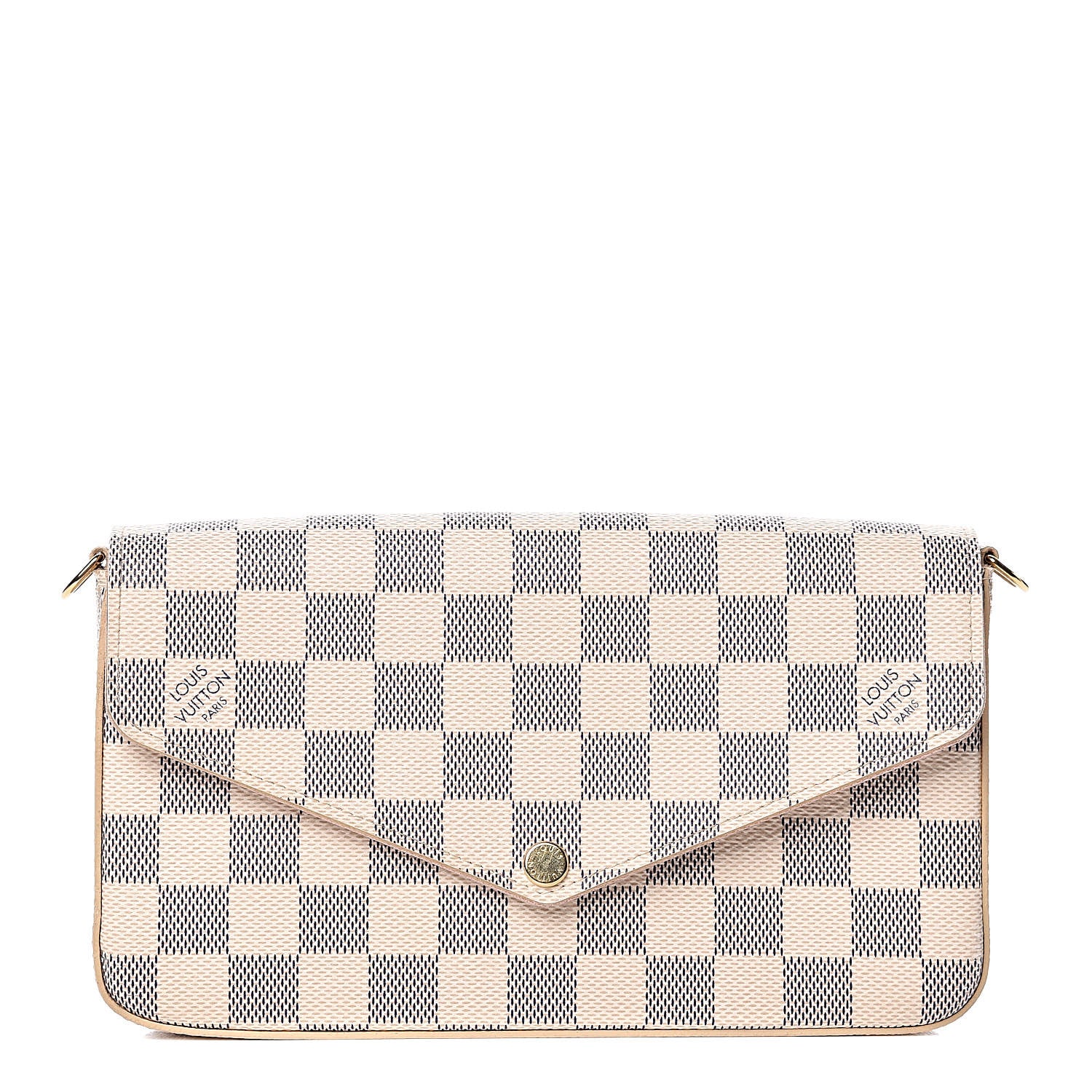 Louis Vuitton Damier Azur Pochette Felicie Chain Wallet Rose Ballerine 1 of 11
