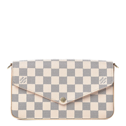 Louis Vuitton Damier Azur Pochette Felicie Chain Wallet Rose Ballerine 1 of 11