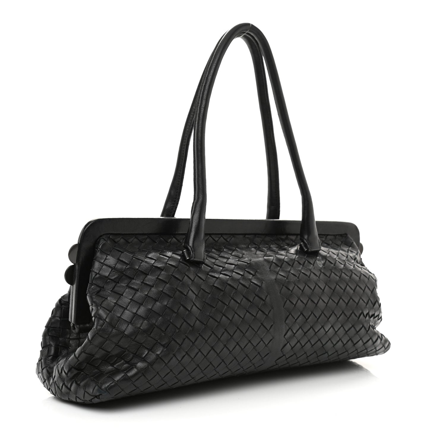 Nappa Intrecciato Frame Shoulder Bag Black