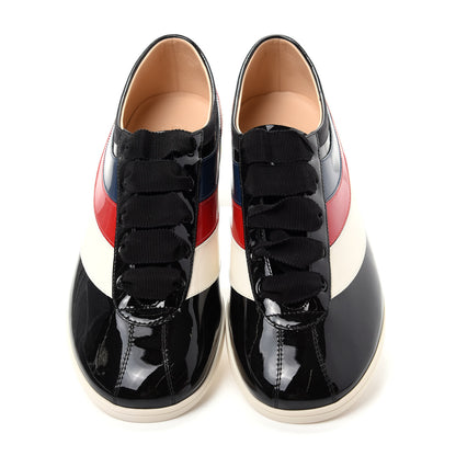 Gucci Patent Calfskin Mens Web Falacer Sneakers 9 Black 5 of 11