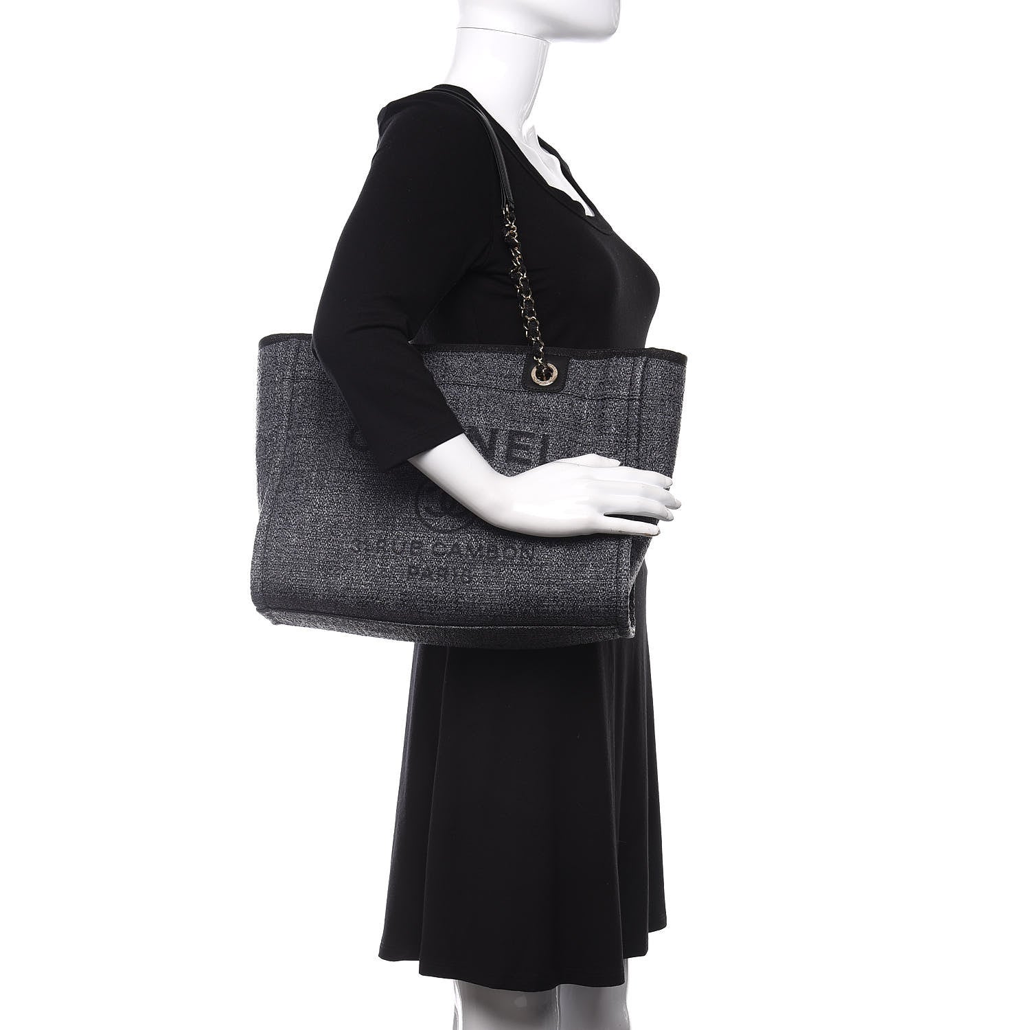 Chanel Woven Straw Raffia Small Deauville Tote Charcoal 2 of 11