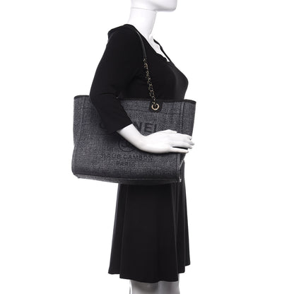 Chanel Woven Straw Raffia Small Deauville Tote Charcoal 2 of 11