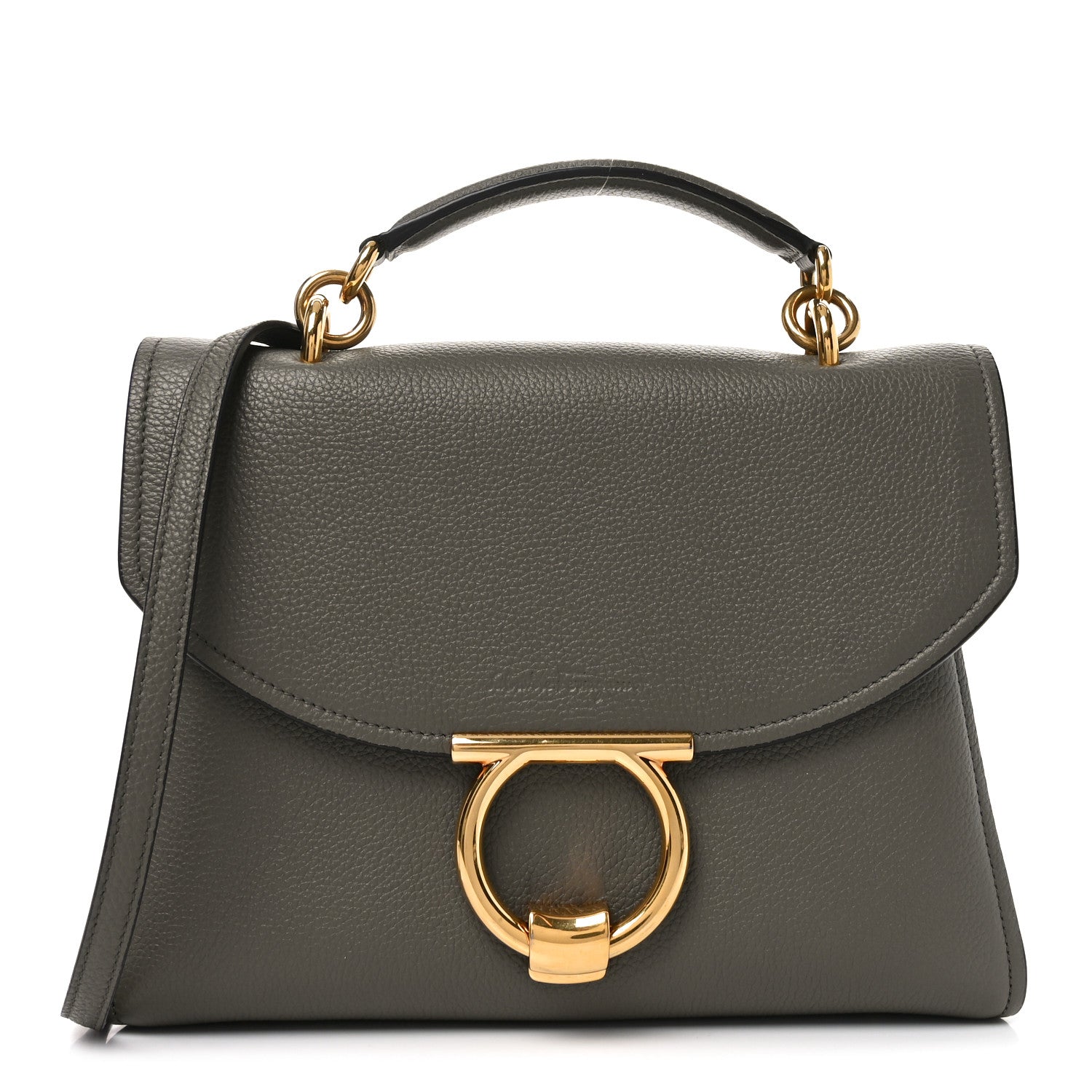 Salvatore Ferragamo Calfskin Small Margot Top Handle Satchel Verde Olivo 1 of 9