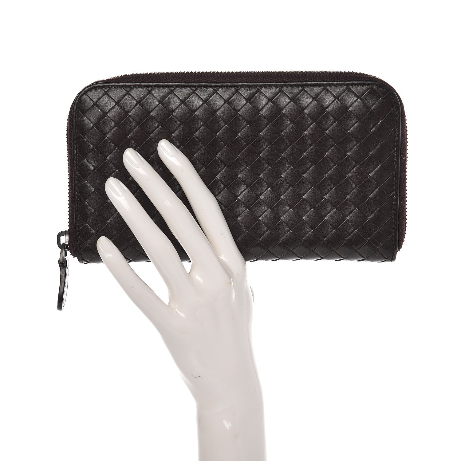 Bottega Veneta Nappa Intrecciato Zip Around Wallet Ebano 2 of 7