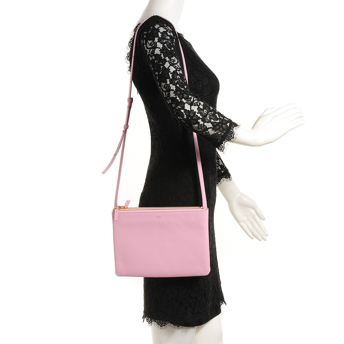Lambskin Large Trio Crossbody Bag Pink
