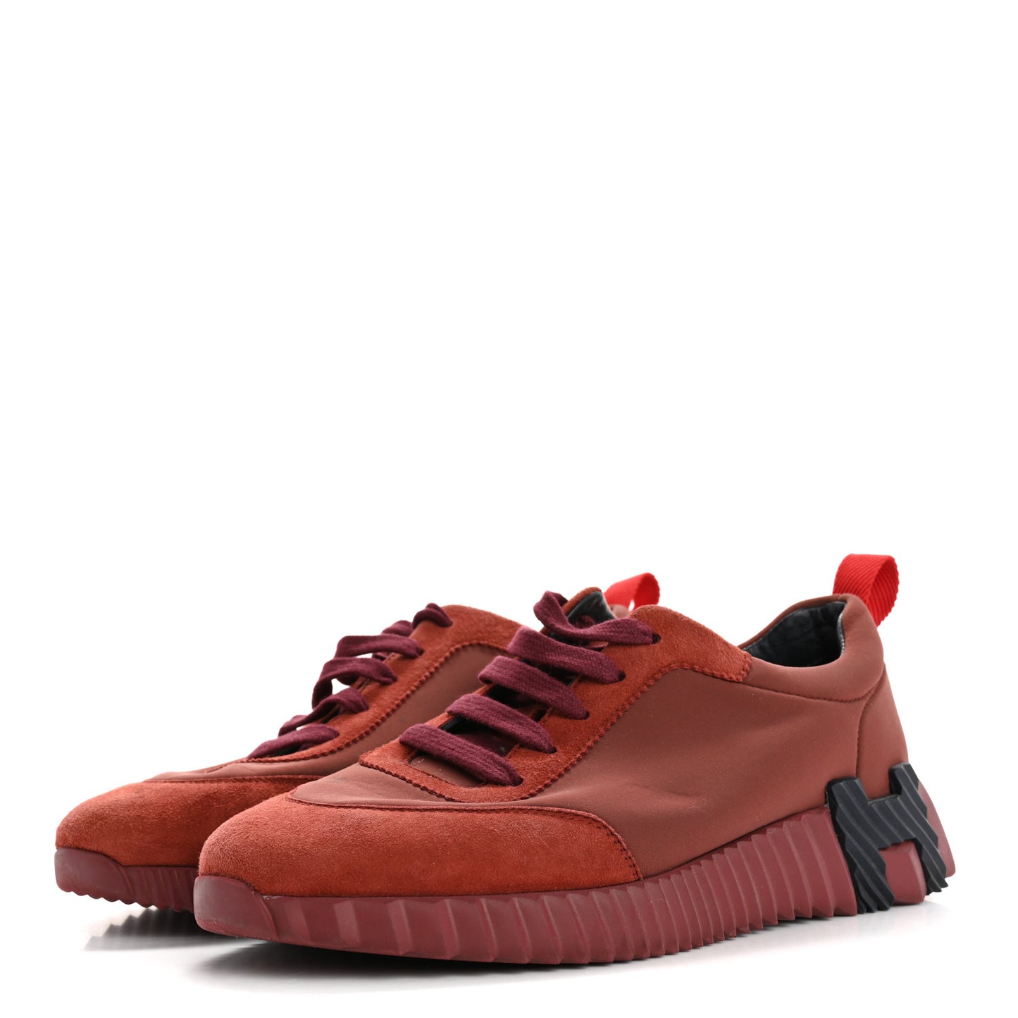 Parachute Fabric Suede Goatskin Bouncing Sneakers 37.5 Bordeaux