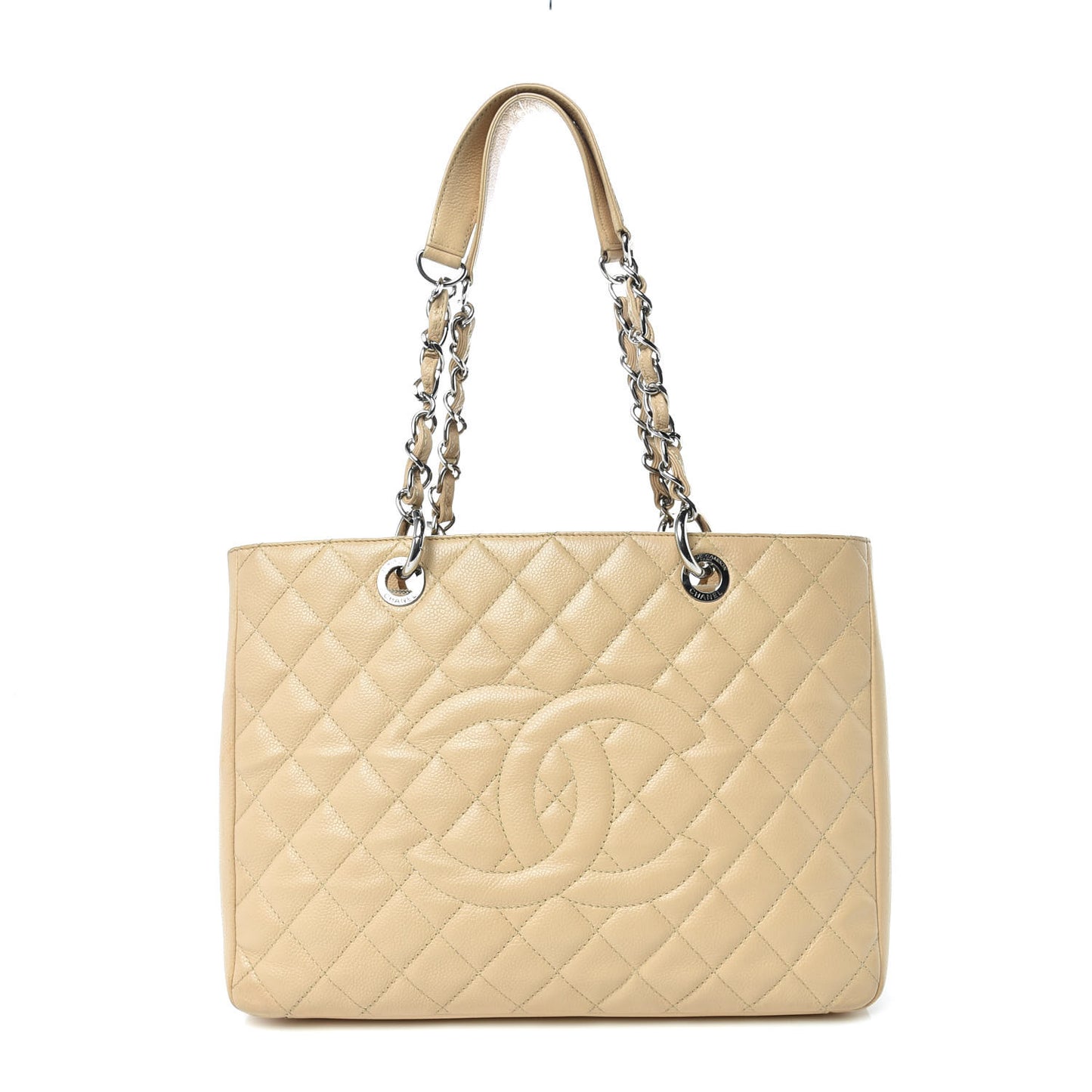 Caviar Quilted Grand Shopping Tote GST Beige Clair