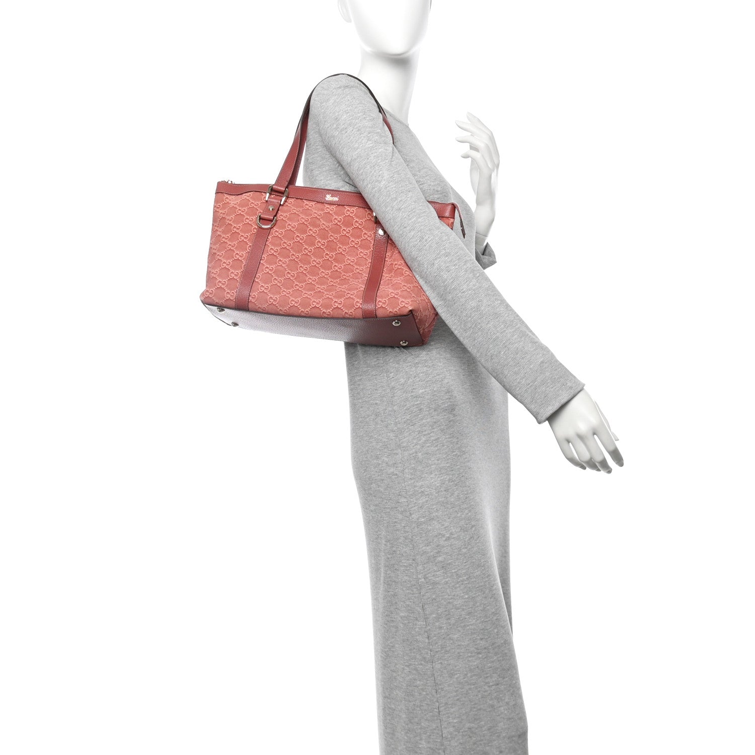 Gucci Suede Guccissima Medium Abbey Tote Pink 2 of 13