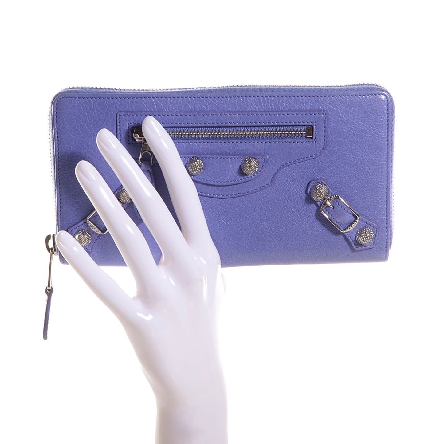 Agneau Giant 12 Silver Hardware Continental Zip Around Wallet Mauve