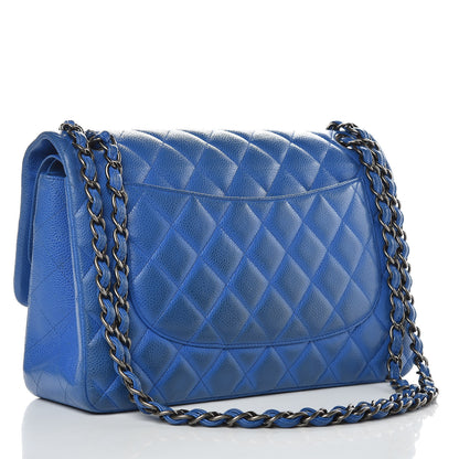 Chanel Caviar Quilted Jumbo Double Flap Blue 5 of 14