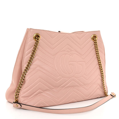 Gucci Calfskin Matelasse Medium GG Marmont Shoulder Tote Bag Perfect Pink 3 of 10