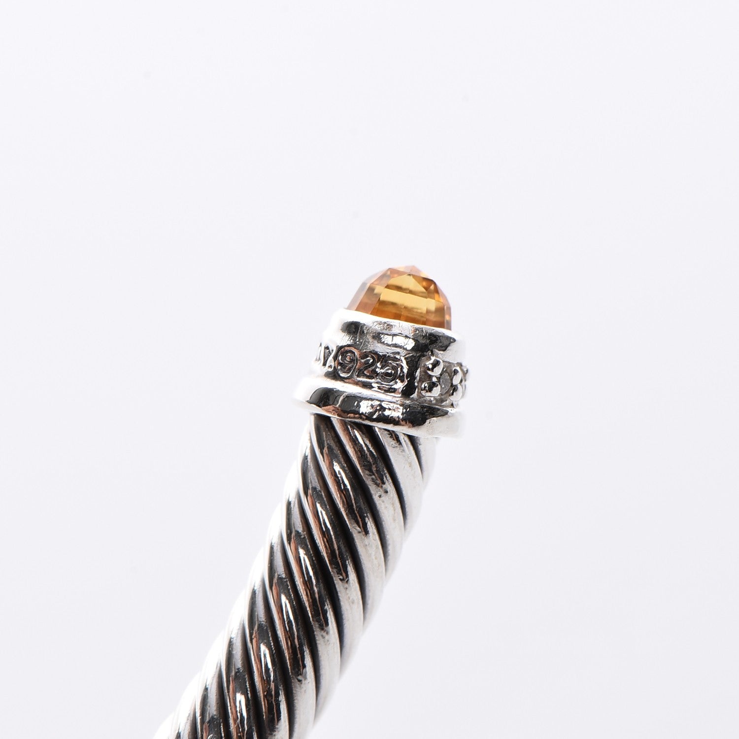 David Yurman Sterling Silver Diamond Citrine 5mm Cable Classics Bracelet 5 of 5