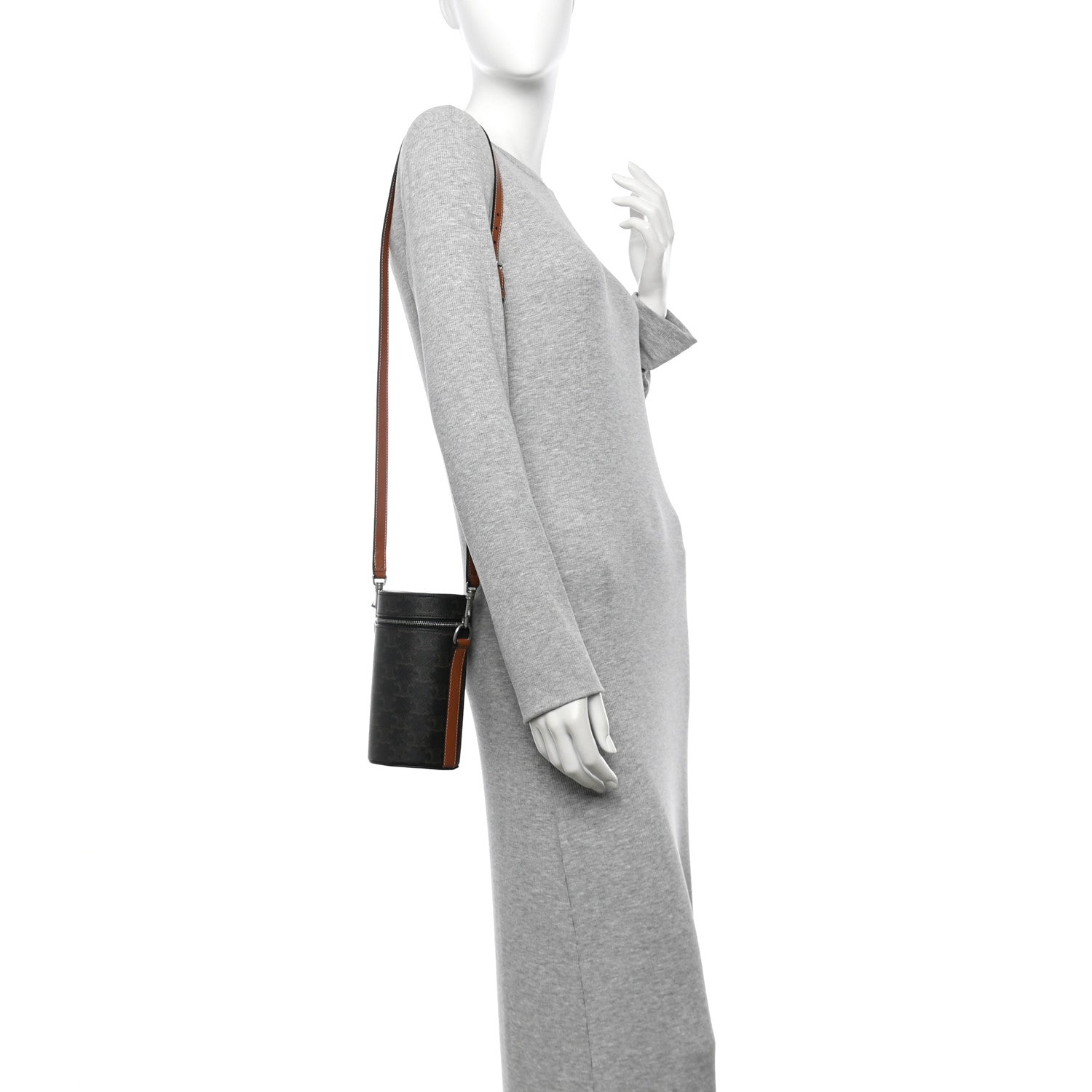 Celine Triomphe Canvas Vertical Cylinder Bag Tan 2 of 11
