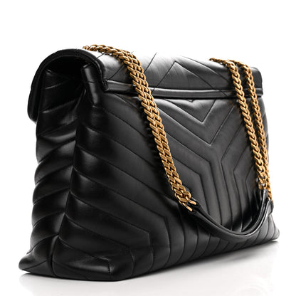 Saint Laurent Calfskin Y Quilted Monogram Large Loulou Chain Satchel Black 3 of 16