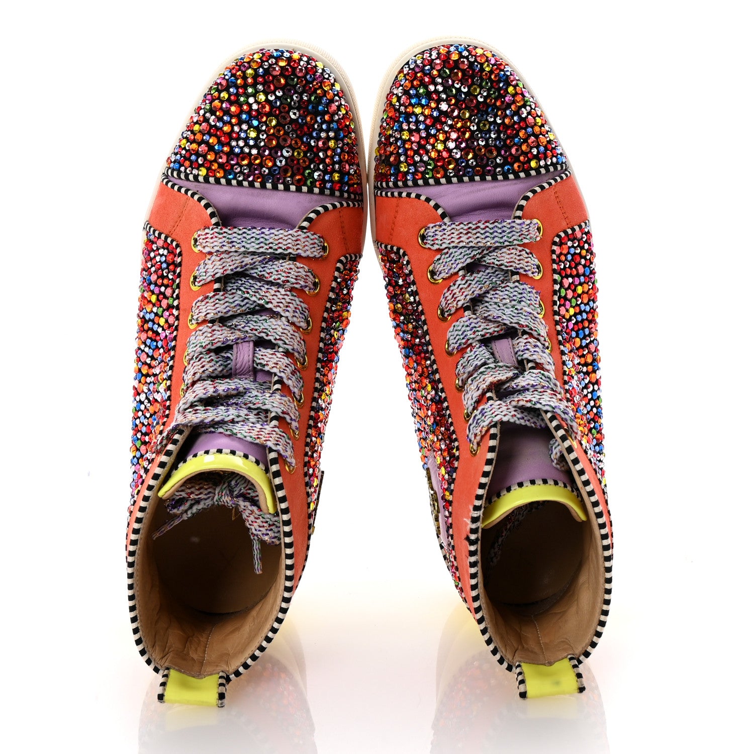 Christian Louboutin Patent Suede Crystal Embellished Orlato Flat Sneakers 37 Multicolor 2 of 8
