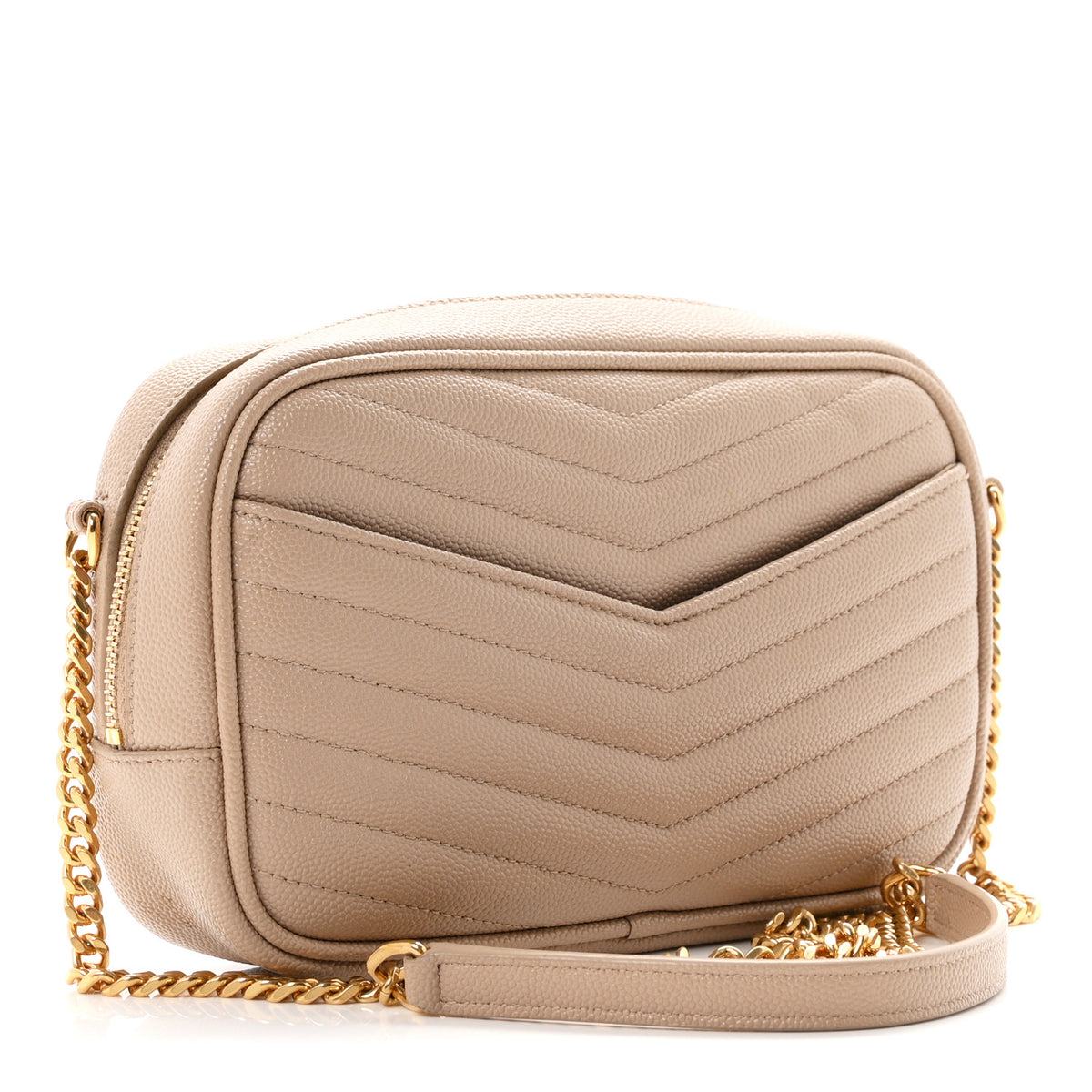 Saint Laurent Grain De Poudre Matelasse Monogram Mini Lou Camera Bag Dark Beige 3 of 11