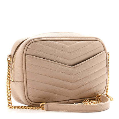 Saint Laurent Grain De Poudre Matelasse Monogram Mini Lou Camera Bag Dark Beige 3 of 11