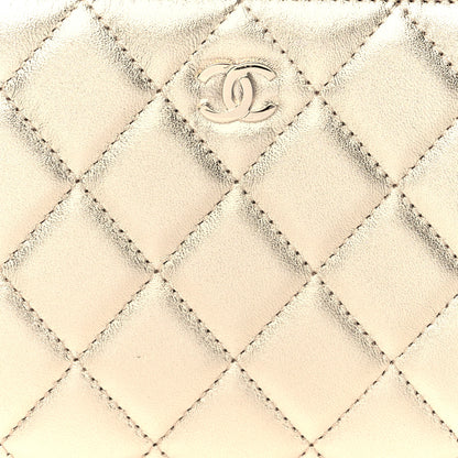 Chanel Metallic Lambskin Quilted Large Gusset Zip Around Wallet Gold 8 of 8