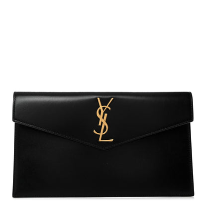 Saint Laurent Smooth Shiny Calfskin Monogram Uptown Pouch Black 1 of 7