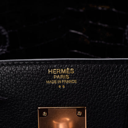 Hermes Taurillon Novillo Shiny Niloticus Crocodile Birkin Touch 30 Black 15 of 32