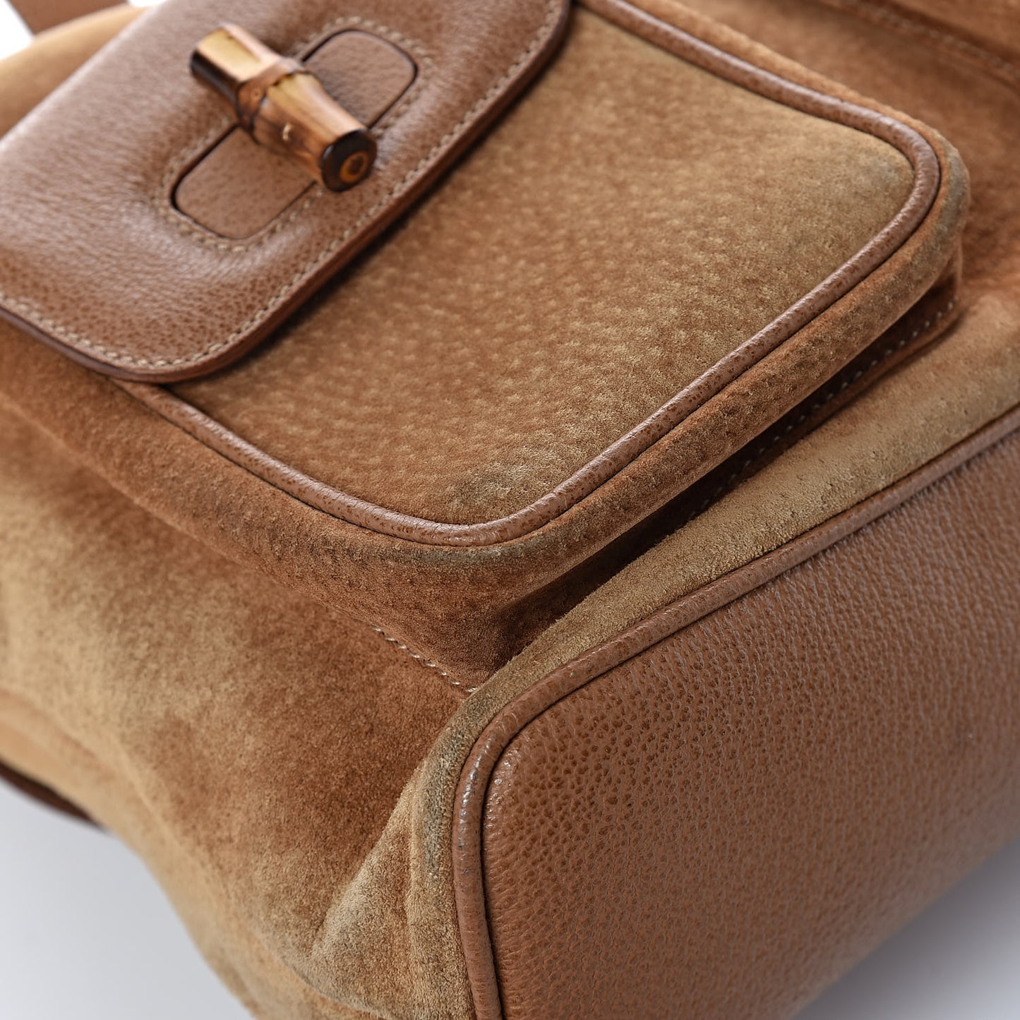Suede Bamboo Backpack Beige