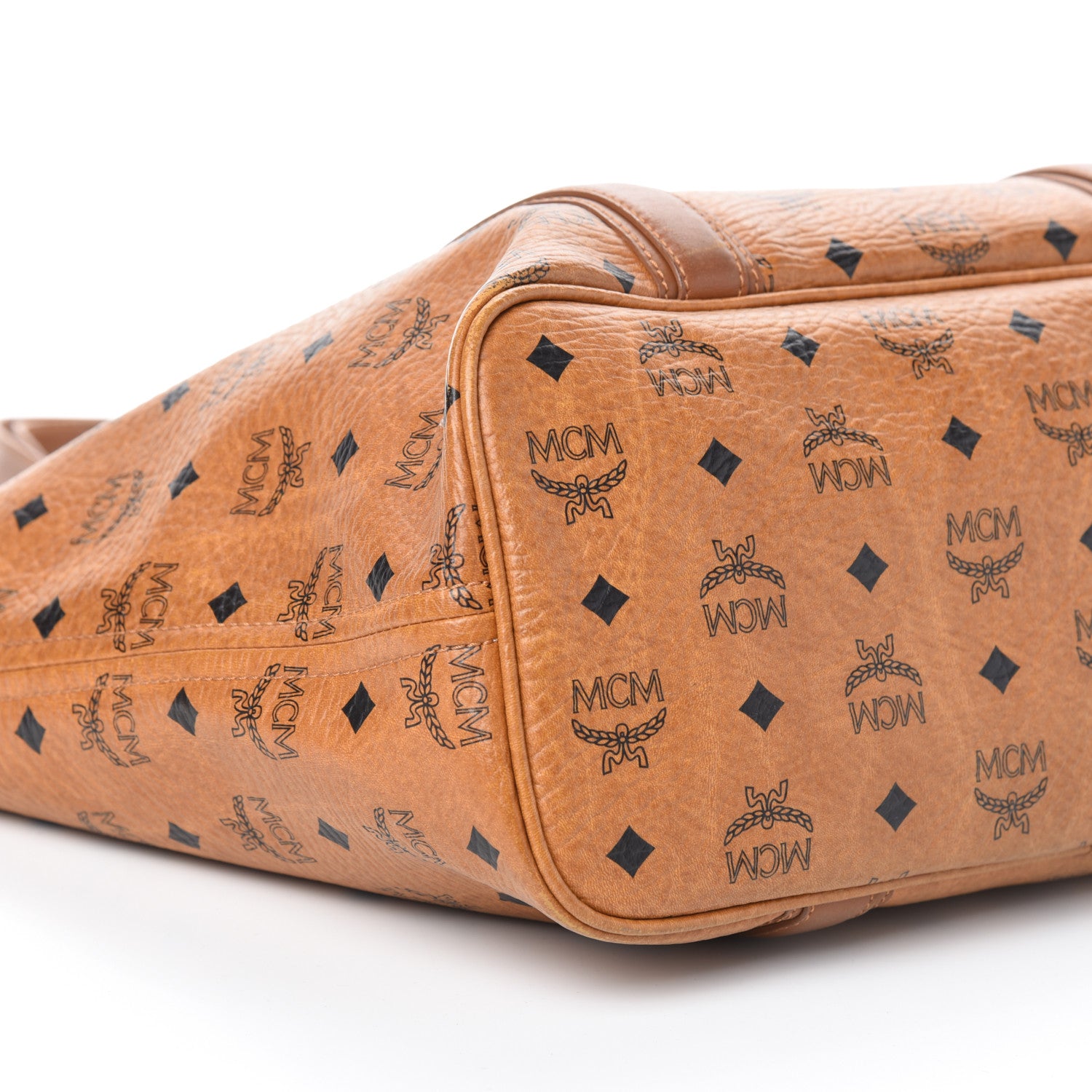 MCM Visetos Shopping Tote Cognac 9 of 10